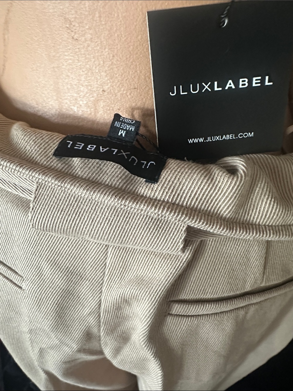 JLUXLABEL Neutral Beige High-Waist Tapered Pants